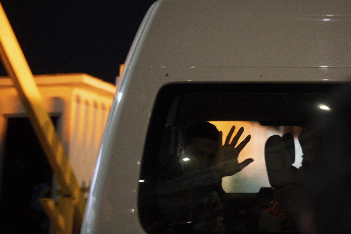 Migrants who were deported from the U.S. to Mexico are transported to a shelter, as they cross the El Chaparral bridge in Tijuana, Mexico, on Jan. 21, 2025.