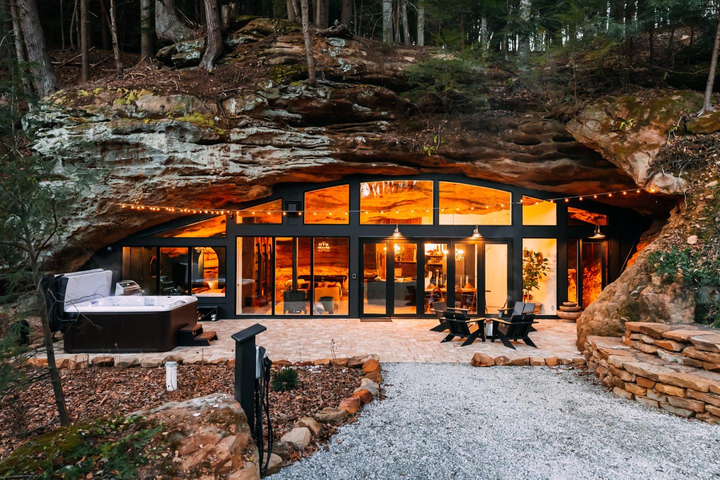 Dunlap Hollow's "The Cave" property, nestled in the Ohio wilderness.