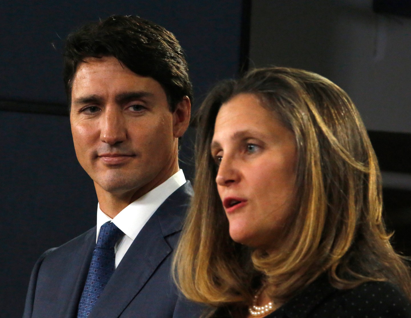 Canada's Prime Minister Justin Trudeau and Minister of Foreign Affairs Chrystia Freeland
