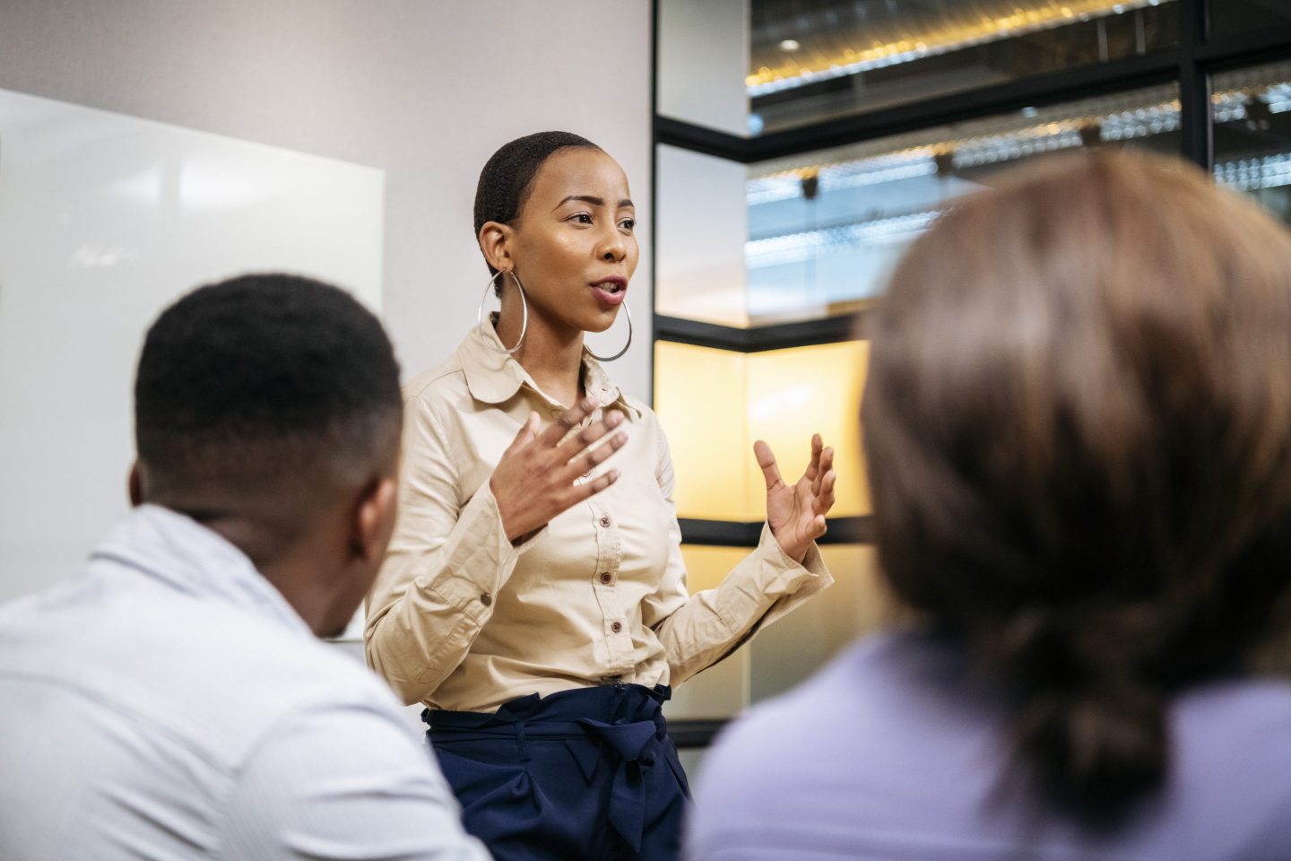 A young businesswoman leading a meeting