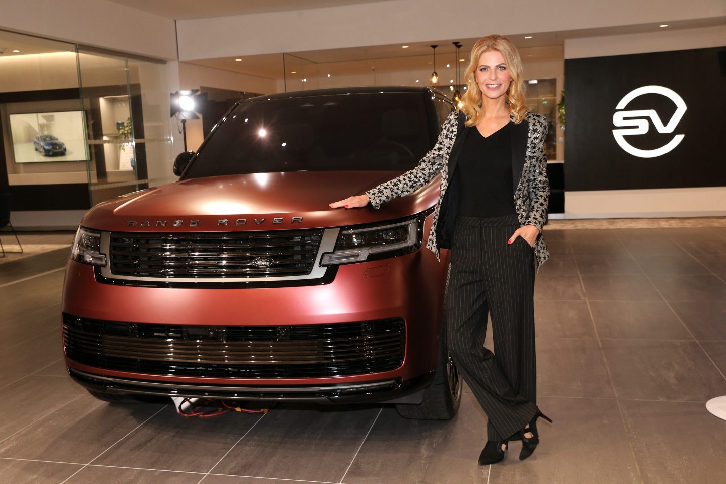 Tanja Buelter at the new Range Rover SV Edition during the Jaguar Land Rover presentation Special Vehicle Operations