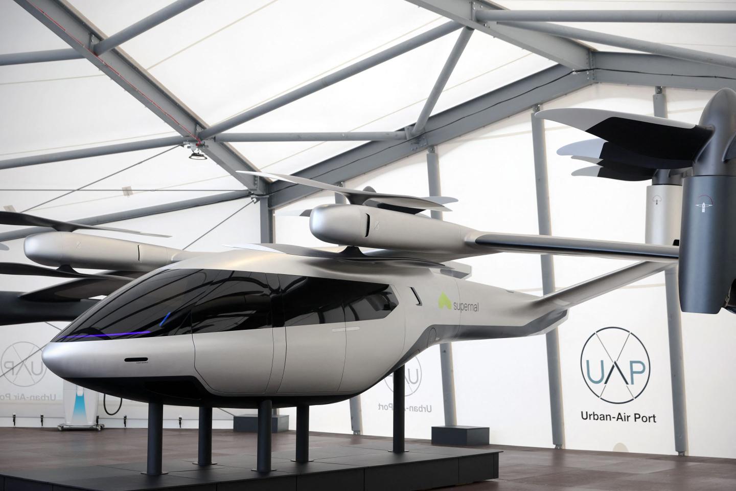 A scale model of an electric air vehicle made by Supernal
