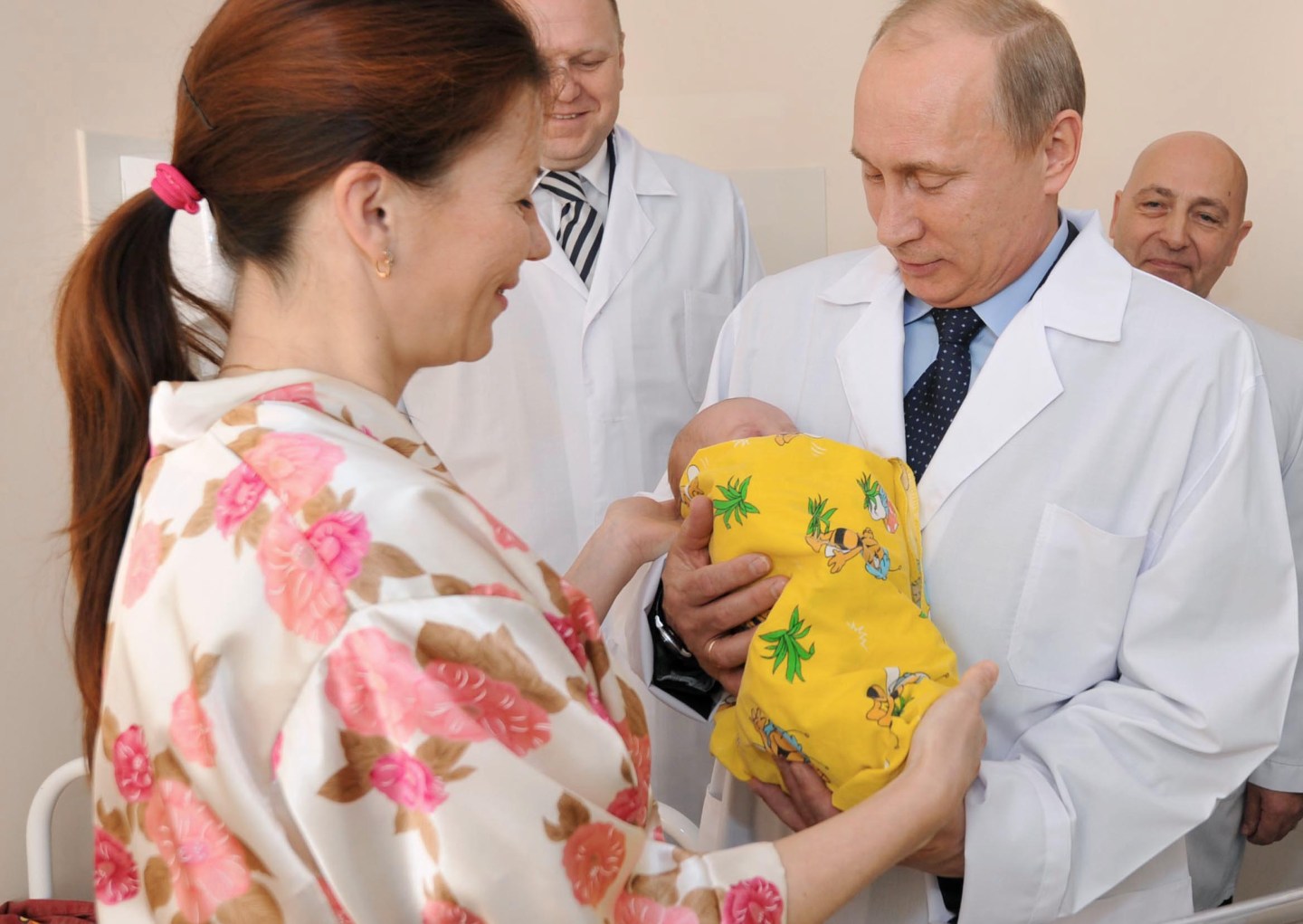 Vladimir Putin at a perinatal center in Kaliningrad in 2011.