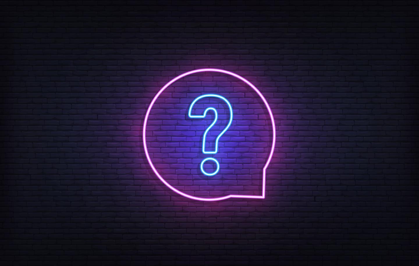 A glowing neon sign of a question mark for a quiz. (Illustration: MaksymChechel/GettyImages)
