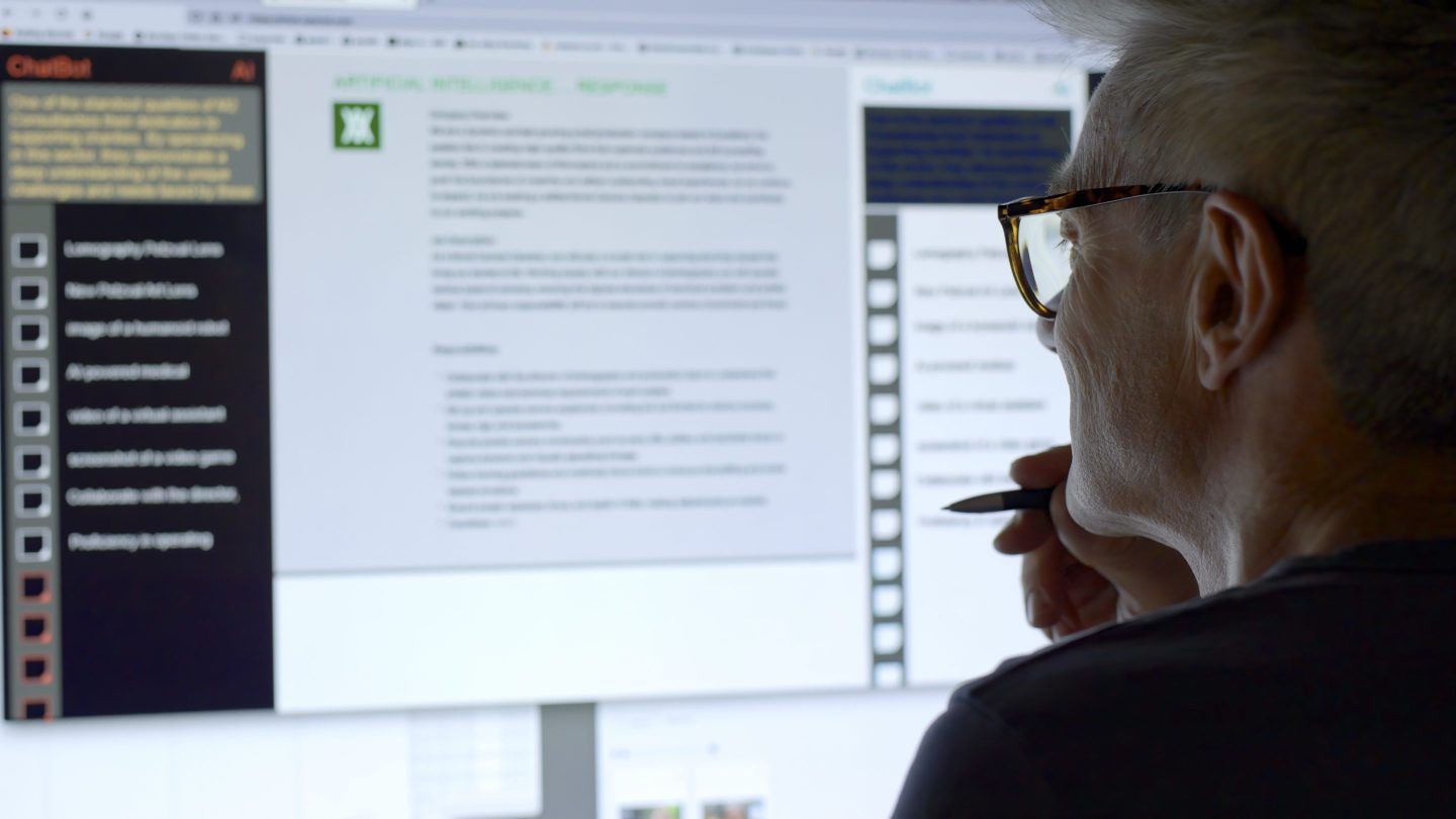 man looking at ChatGPT on the computer