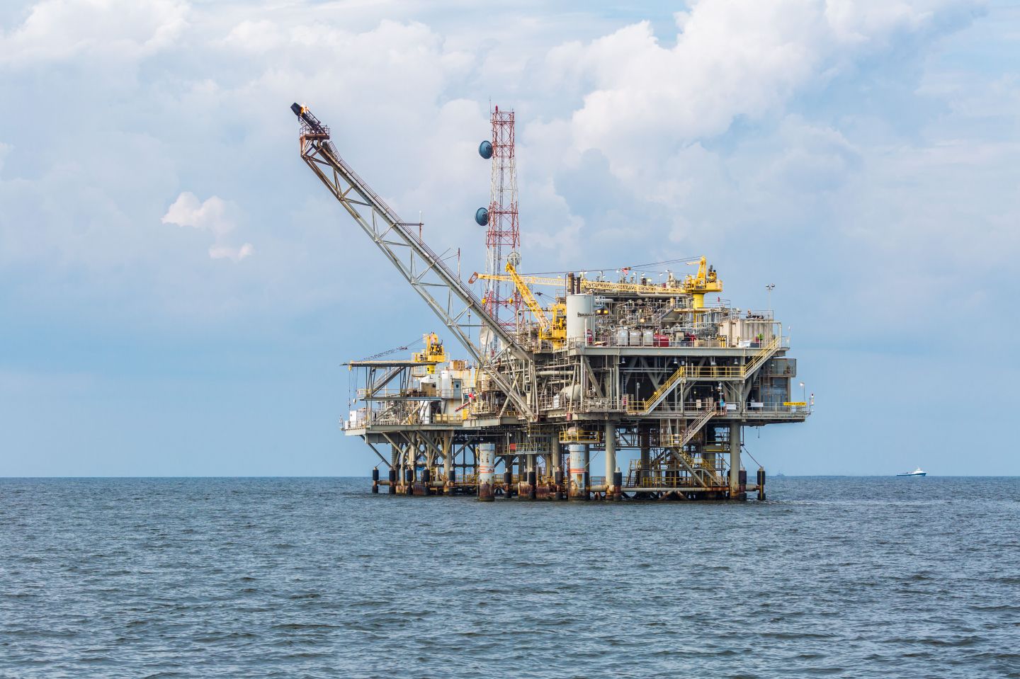 Exxon Mobil offshore oil platform on the water