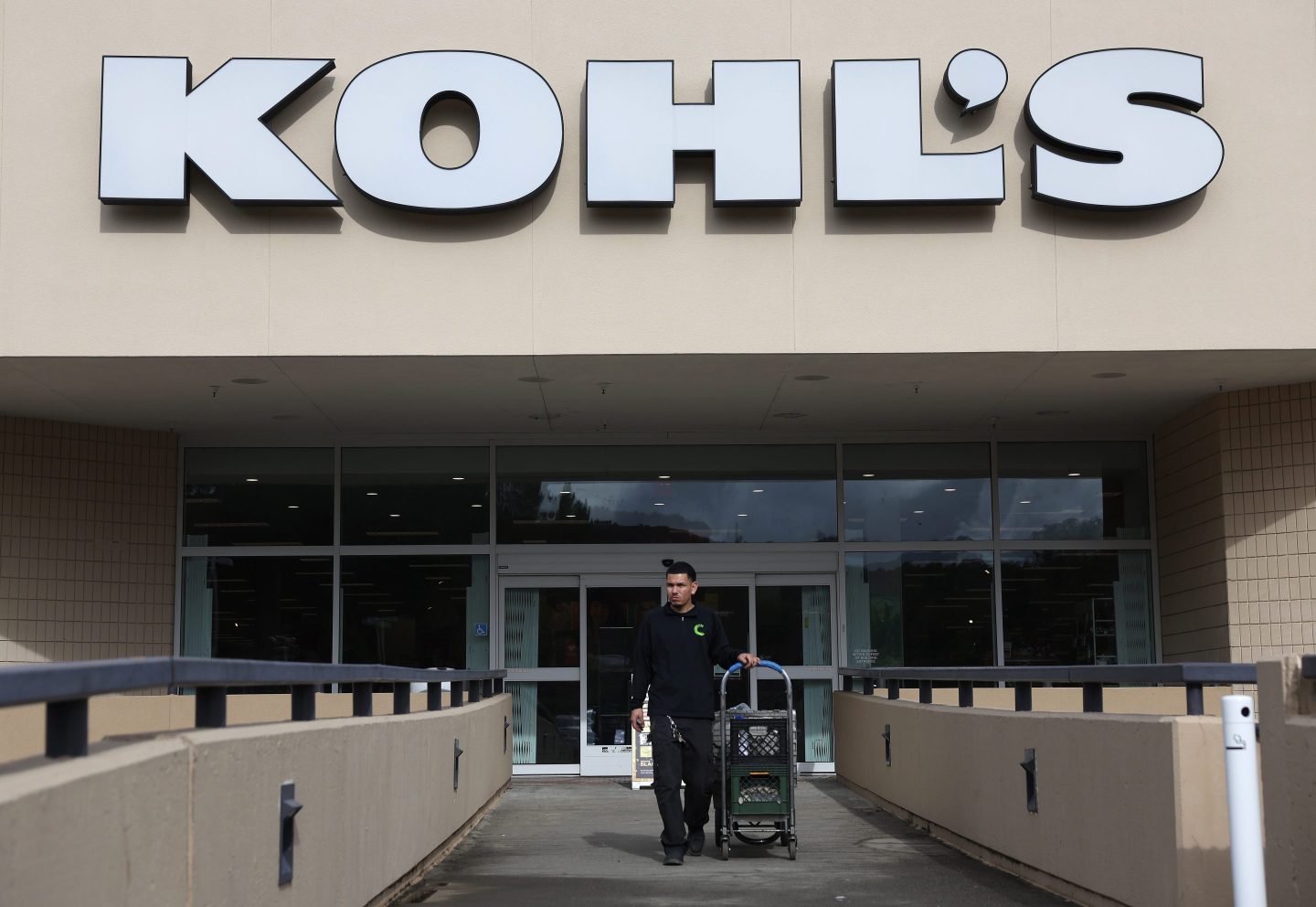 Kohl's worker walking out of a store