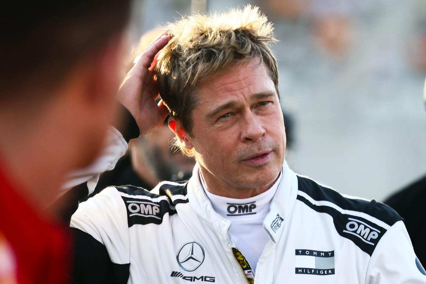 Brad Pitt, actor playing Sonny Hayes, a driver of the fictional Apex APXGP F1 team i