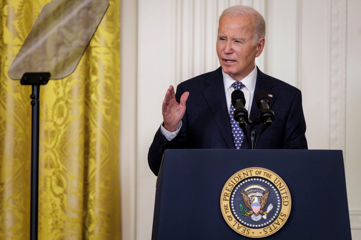 President Joe Biden speaks during a Medal of Honor ceremony in the East Room of the White House in Washington, D.C., on Jan. 3, 2025.