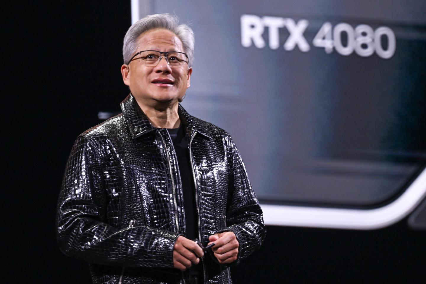 Nvidia CEO Jensen Huang addresses participants at the keynote of CES 2025 in Las Vegas, Nevada, on January 6, 2025.