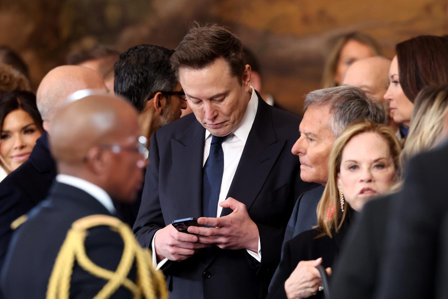 Tesla CEO and X owner Elon Musk attends the inauguration of Donald J. Trump in the U.S. Capitol Rotunda on January 20, 2025 in Washington, DC.