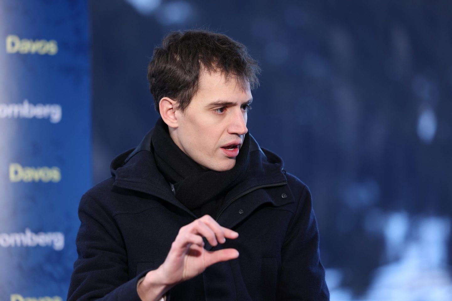 Arthur Mensch, founder of Mistral AI, during a Bloomberg Television interview at the World Economic Forum (WEF) in Davos, Switzerland, on Tuesday, Jan. 21, 2025.