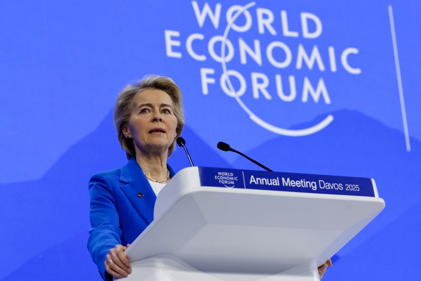 European Commission President Ursula von der Leyen struck a conciliatory tone in her speech at Davos.