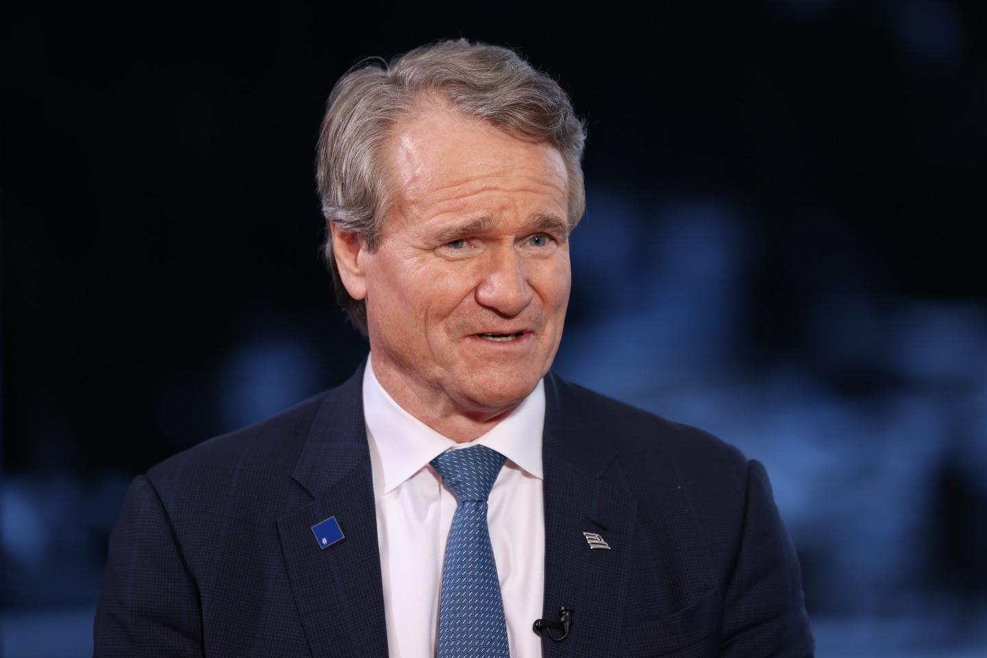 Brian Moynihan, chief executive officer of Bank of America Corp., during a Bloomberg Television interview at the World Economic Forum (WEF)