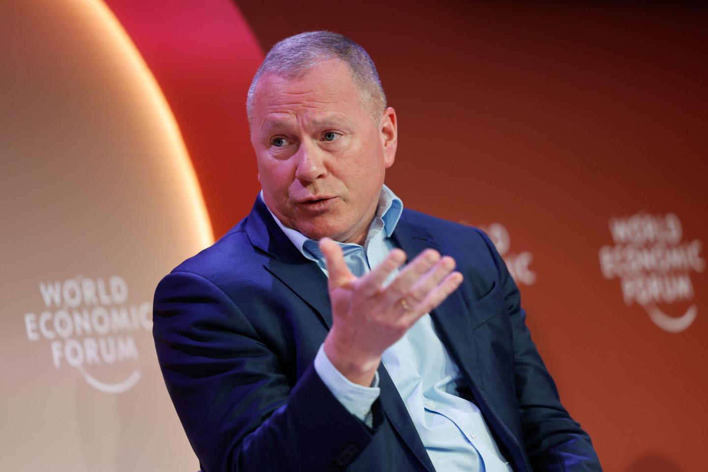 Nicolai Tangen, chief executive officer of Norges Bank Investment Management, during a panel session at the World Economic Forum (WEF) in Davos, Switzerland, on Wednesday, Jan. 22, 2025.