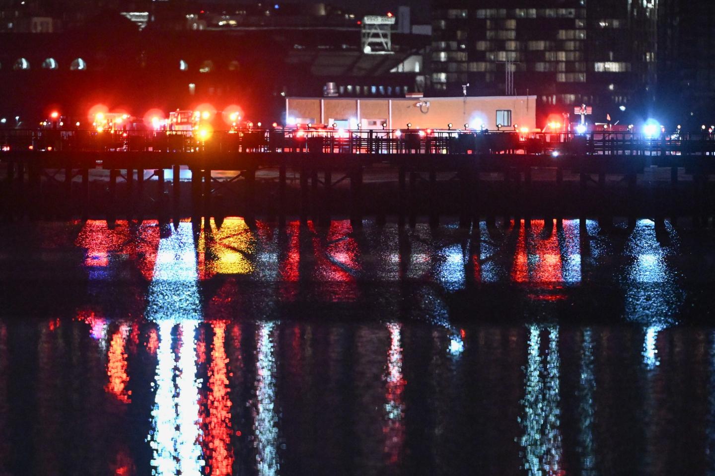 A view of the scene after a regional plane collided in midair with a military helicopter and crashed into the Potomac River in Washington, D.C. United States on January 30, 2025.