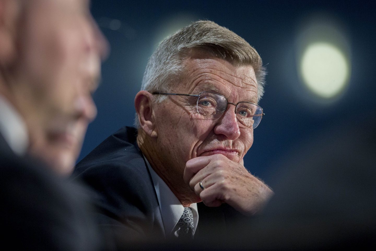 Robert "Bob" Crandall, former CEO of American Airlines, at a U.S. Chamber of Commerce aviation summit in 2014.