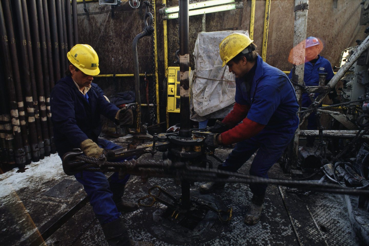 Workers at the Tengiz oil operation.