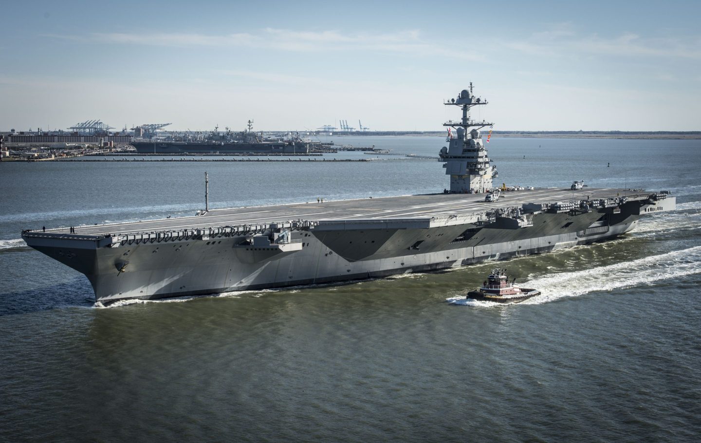 USS Gerald R. Ford (CVN 78) during sea trials in 2017.