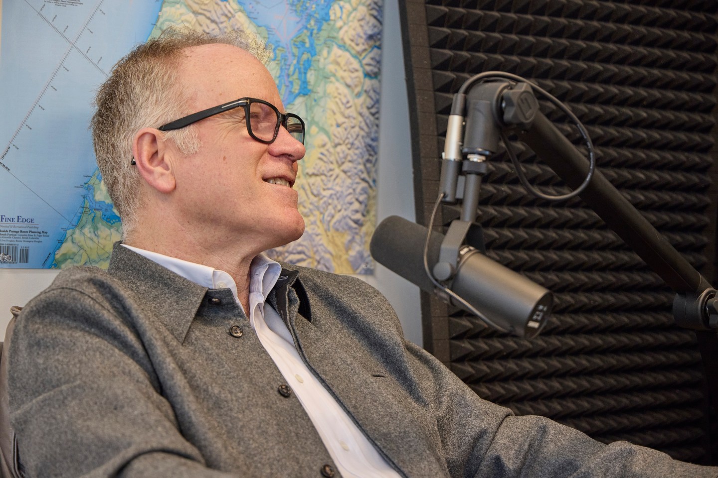 Pete Nordstrom, president and chief brand officer, recording “Nordy Pod” in 2025.