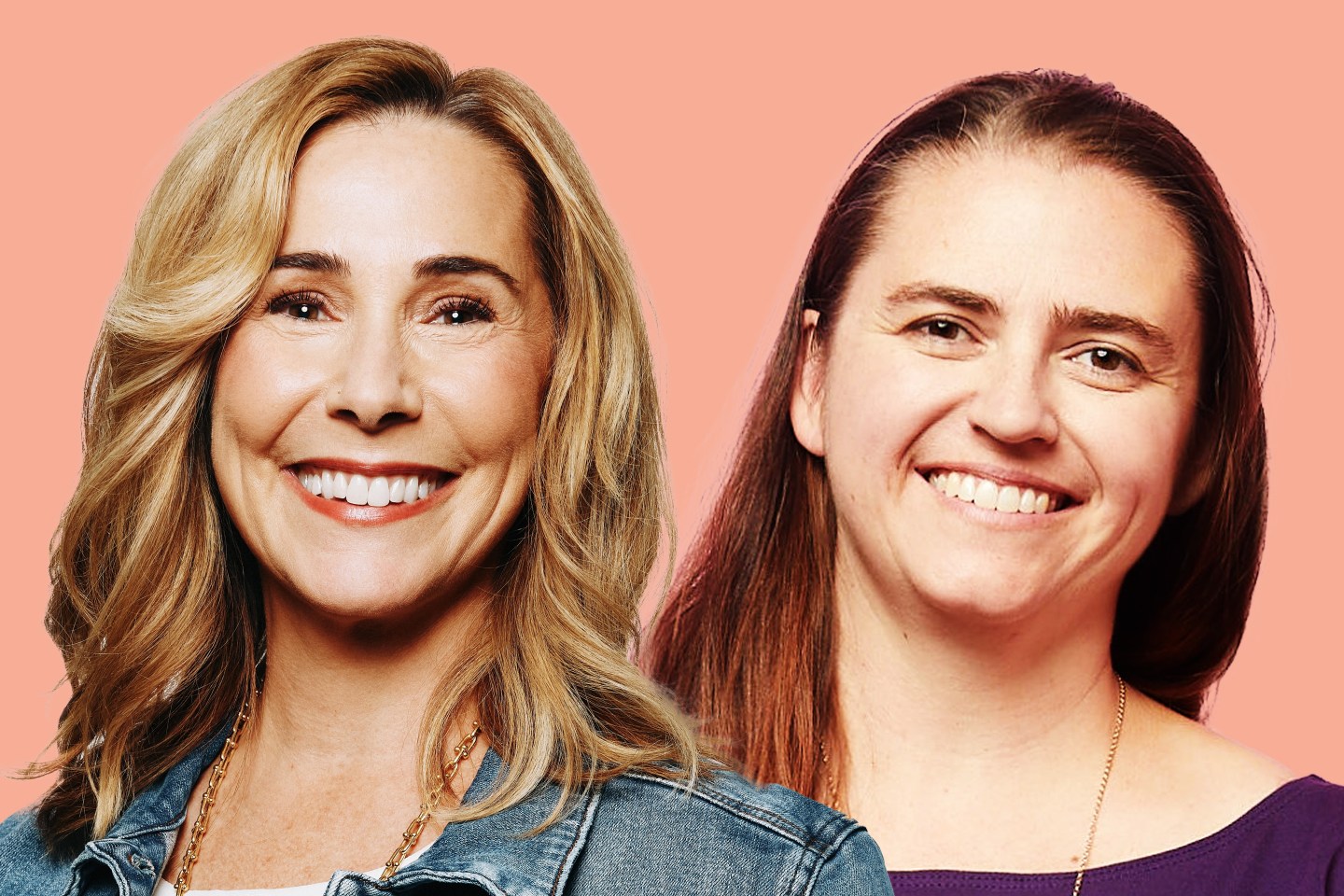 two women smiling for a photo portrait