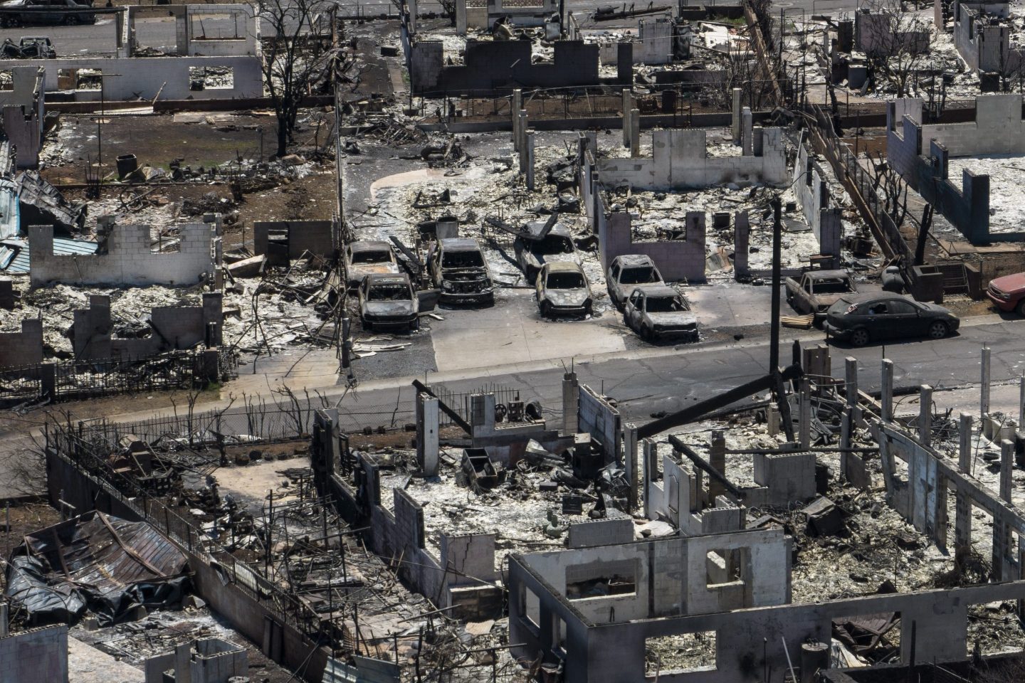 FILE &#8211; A general view shows the aftermath of a devastating wildfire in Lahaina, Hawaii, Aug. 22, 2023.  (AP Photo/Jae C. Hong, File)