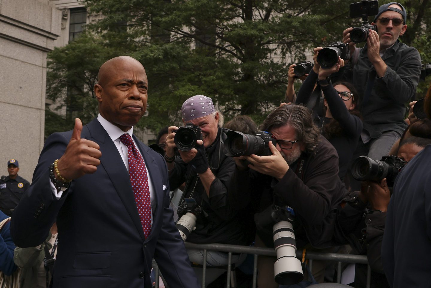 New York City mayor Eric Adams departs Manhattan federal court after an appearance, on Sept. 27, 2024, in New York.