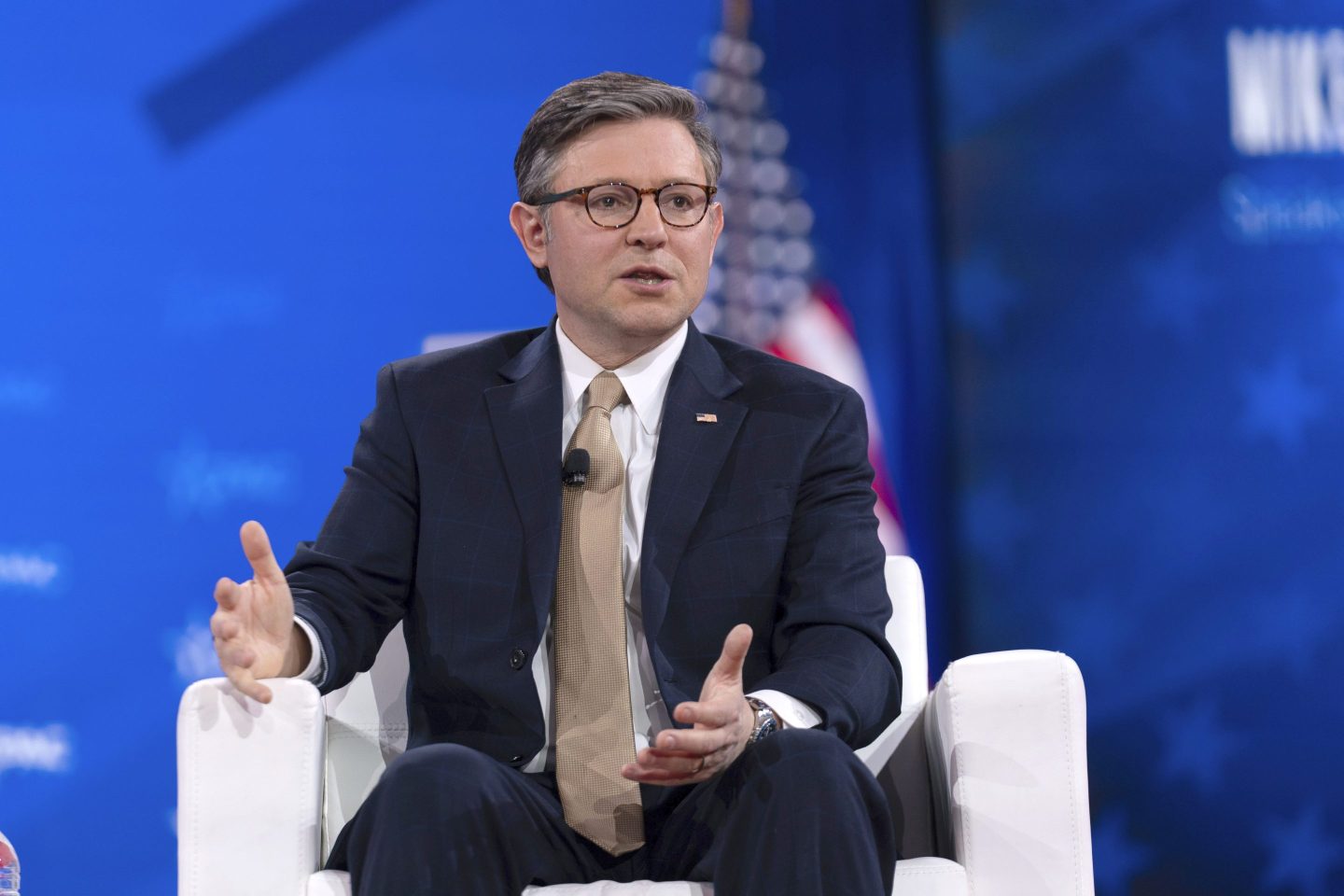 Speaker of the House Mike Johnson, R-La., speaks at the Conservative Political Action Conference, CPAC, at the Gaylord National Resort & Convention Center, on Feb. 20, 2025, in Oxon Hill, Md.