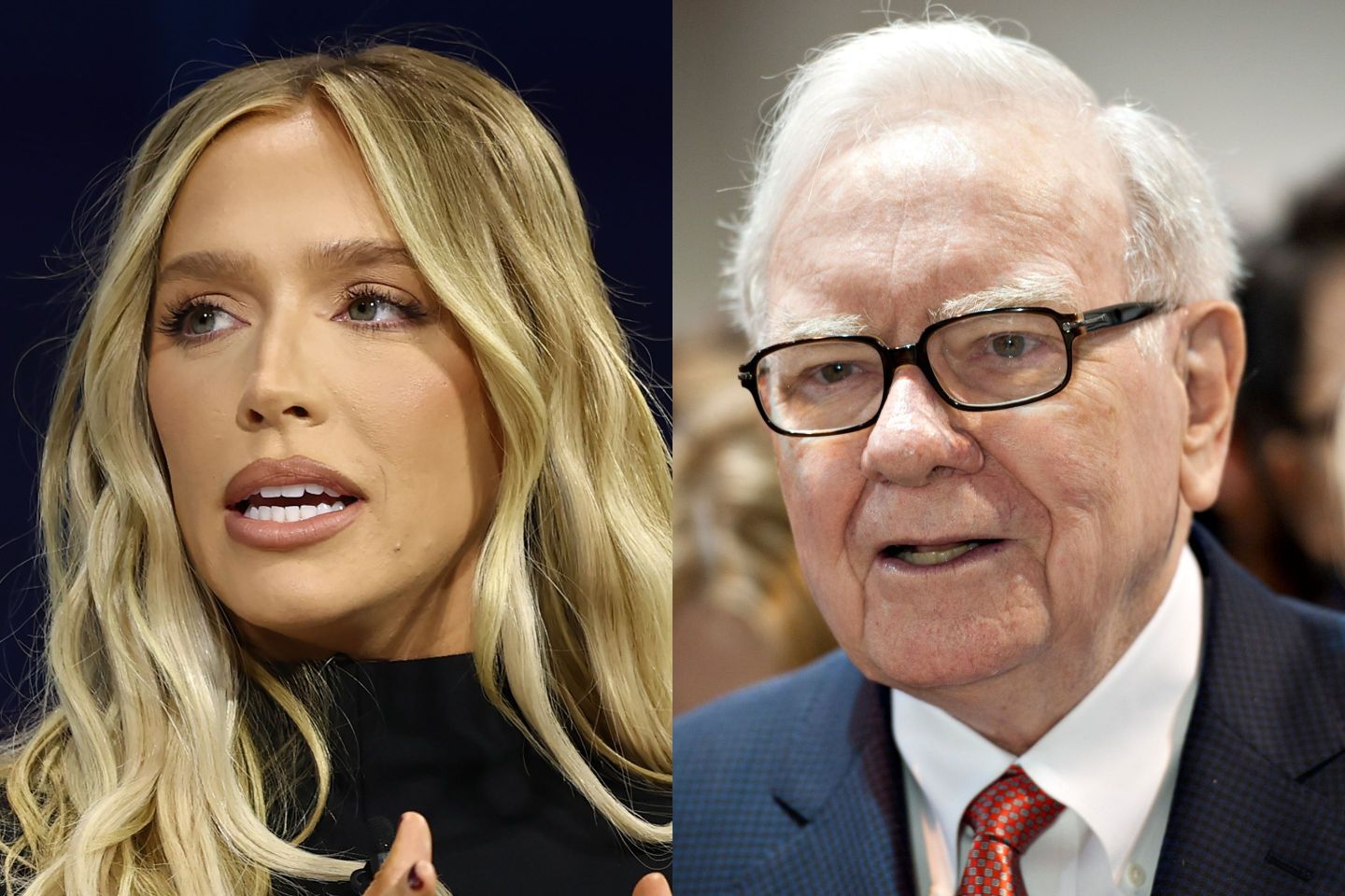 Alex Cooper (left) is a podcaster who recently signed to SiriusXM, which Warren Buffett (right) is now investing in.