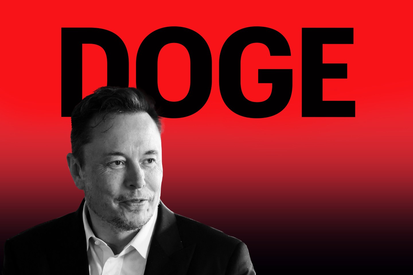 Elon Musk with DOGE graphic in background