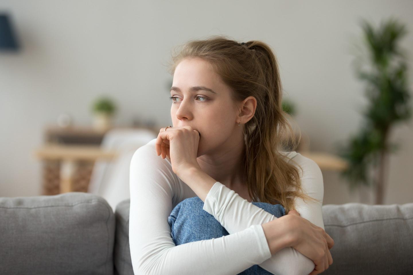 Photo of a woman who looks anxious