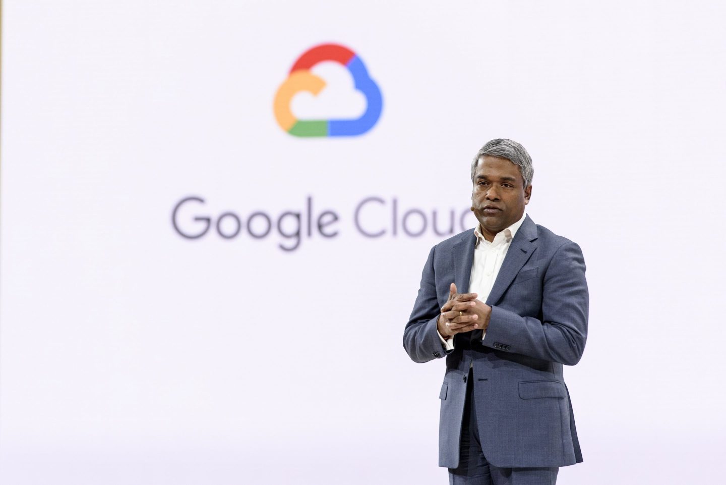 Thomas Kurian, CEO of cloud services at Google, during a company event in San Francisco on April 9, 2019. (Photo: Michael Short/Bloomberg/Getty Images)