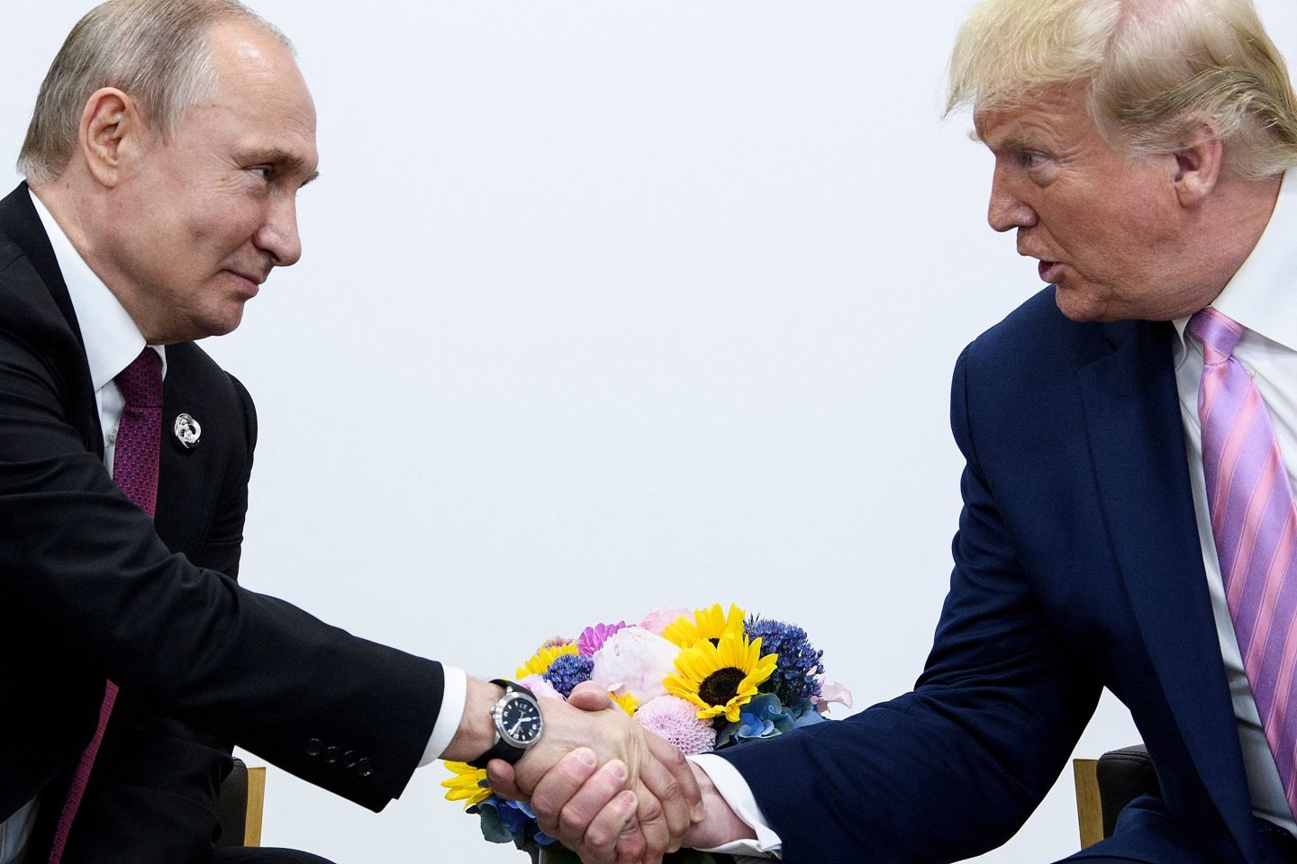U.S. President Donald Trump and his Russian counterpart Vladimir Putin at the G20 summit in Osaka in 2019.