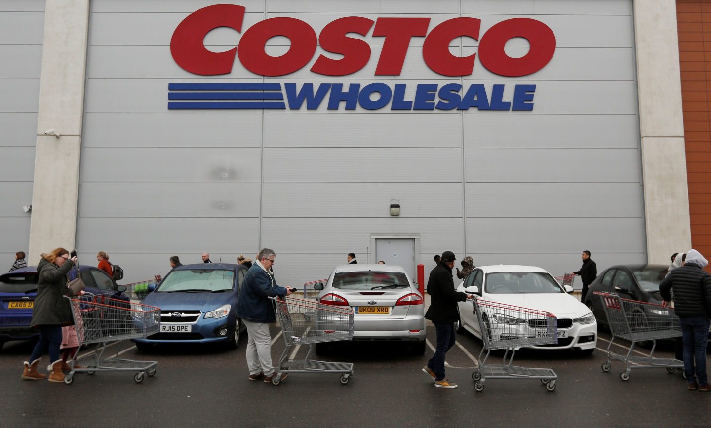 Costco customers waiting in line