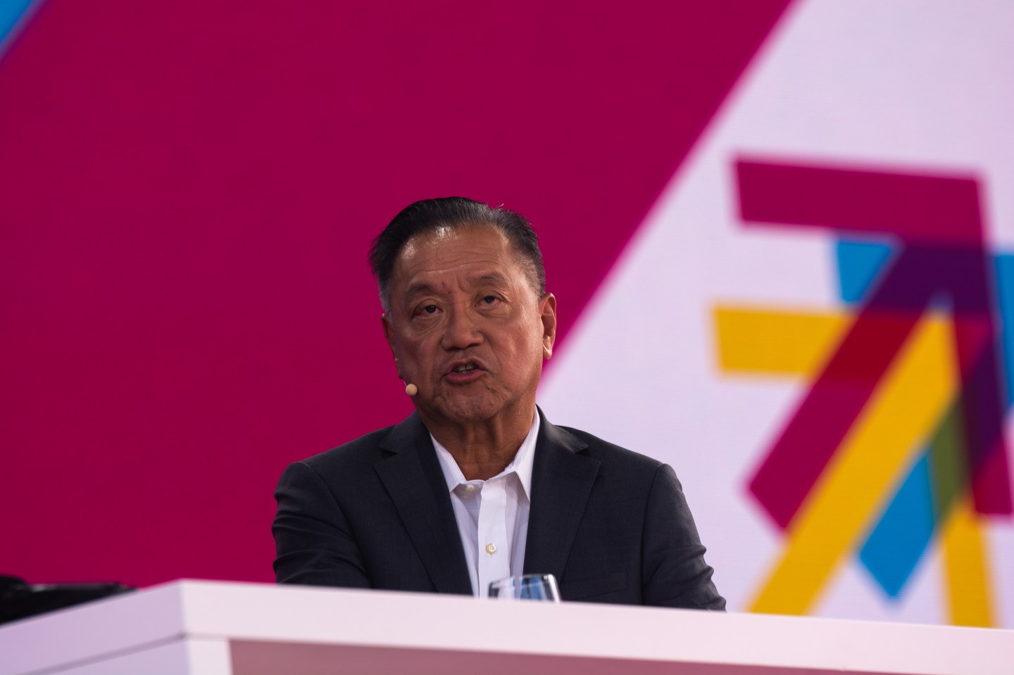 Broadcom CEO Hock Tan speaking at an industry event in Cologne, Germany on Sept. 13, 2022. (Photo: Ying Tang/NurPhoto/Getty Images)