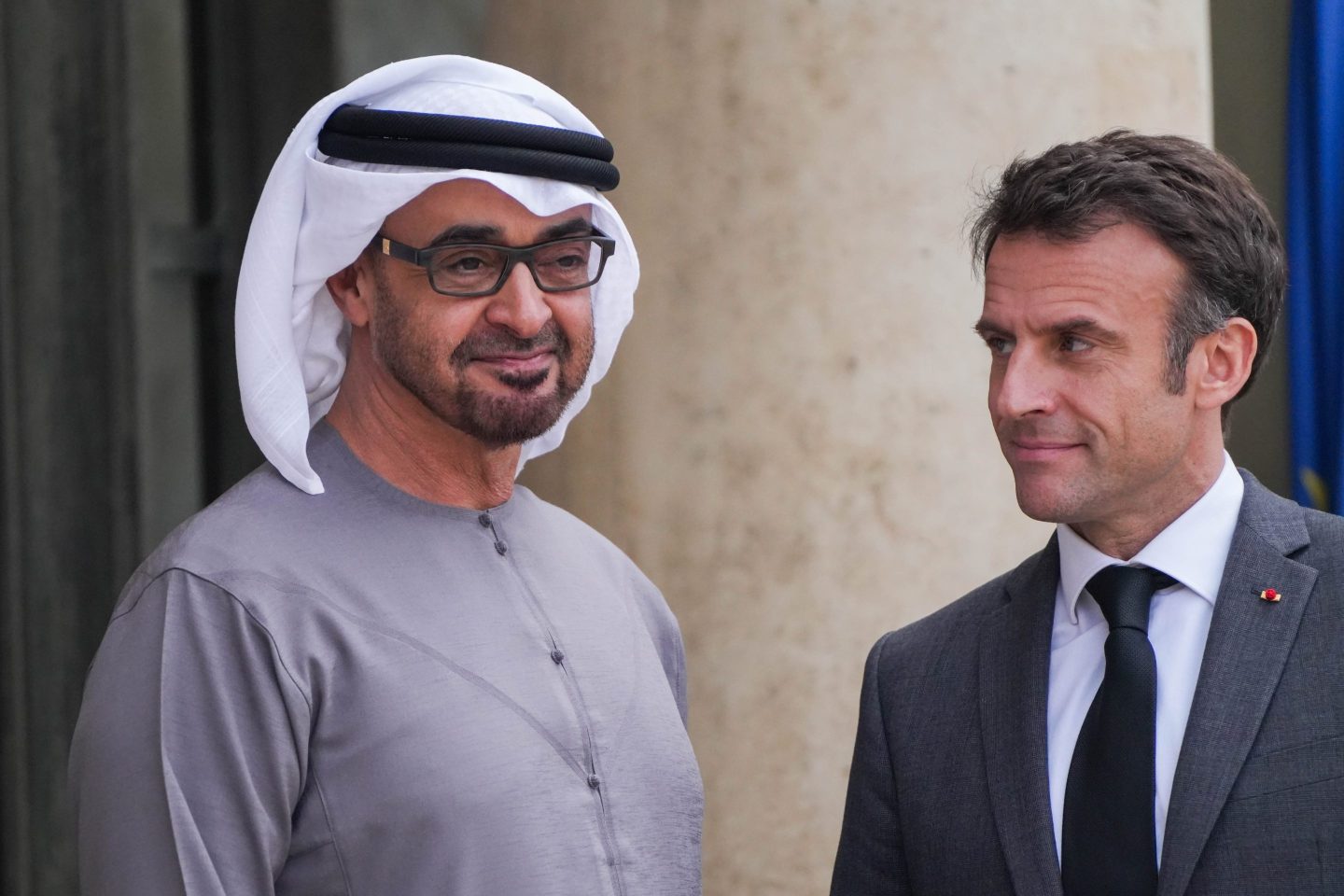 The deal was part of a larger AI agreement signed between French President Emmanuel Macron (R) and his UAE counterpart Sheikh Mohamed bin Zayed Al Nahyan (L) in Paris.