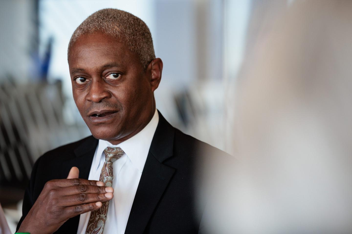 Raphael Bostic speaks in an interview