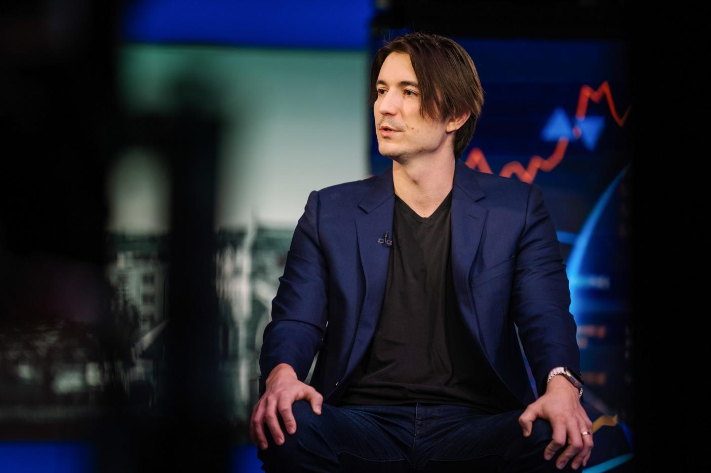 Vlad Tenev repsonds to a question during an interview with Bloomberg.