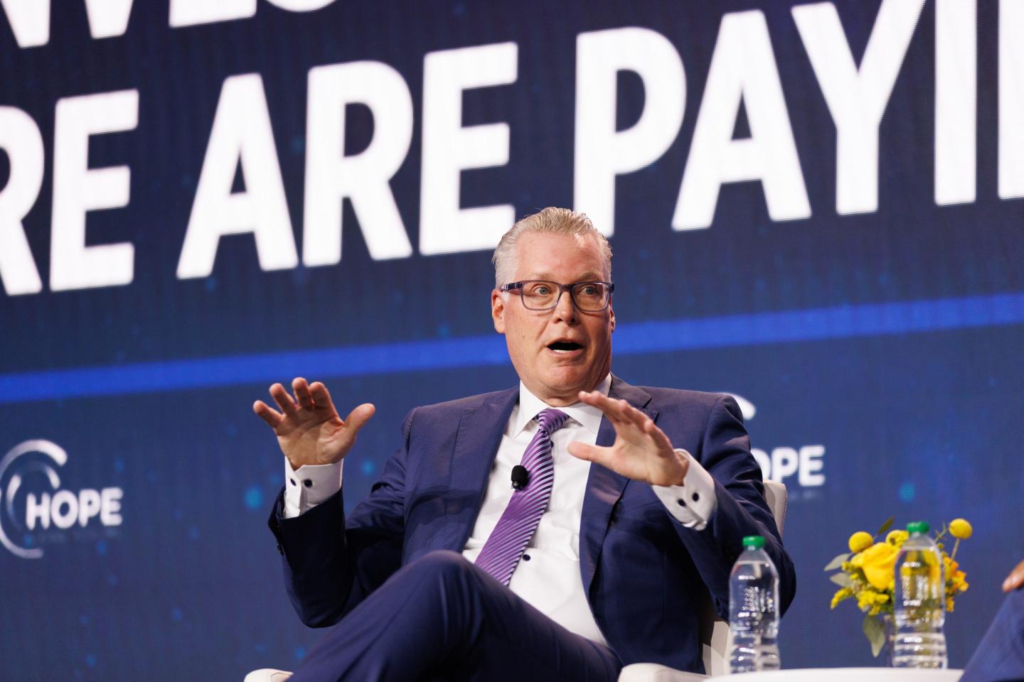 Ed Bastian, chief executive officer of Delta Air Lines Inc., at the Hope Global Forums annual meeting in Atlanta, Georgia, US, on Monday, Dec. 11, 2023.
