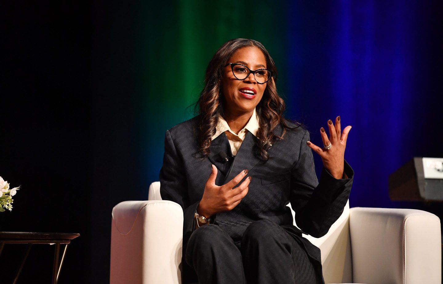 Thasunda Brown Duckett, TIAA CEO, speaks onstage during a live taping of "Earn Your Leisure" at Martin Luther King Jr. International Chapel at Morehouse College on January 22, 2024 in Atlanta, Georgia.