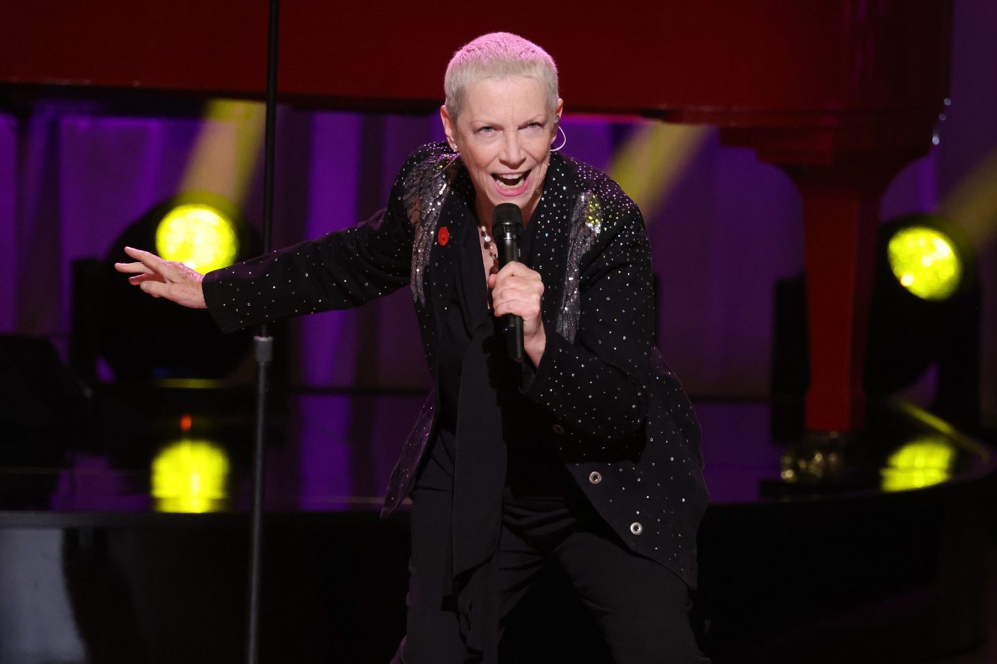 Annie Lennox performs during the 2024 Gershwin Prize for Popular Song presentation to Elton John and Bernie Taupin by the Library of Congress at DAR Constitution Hall on March 20, 2024 in Washington, DC.