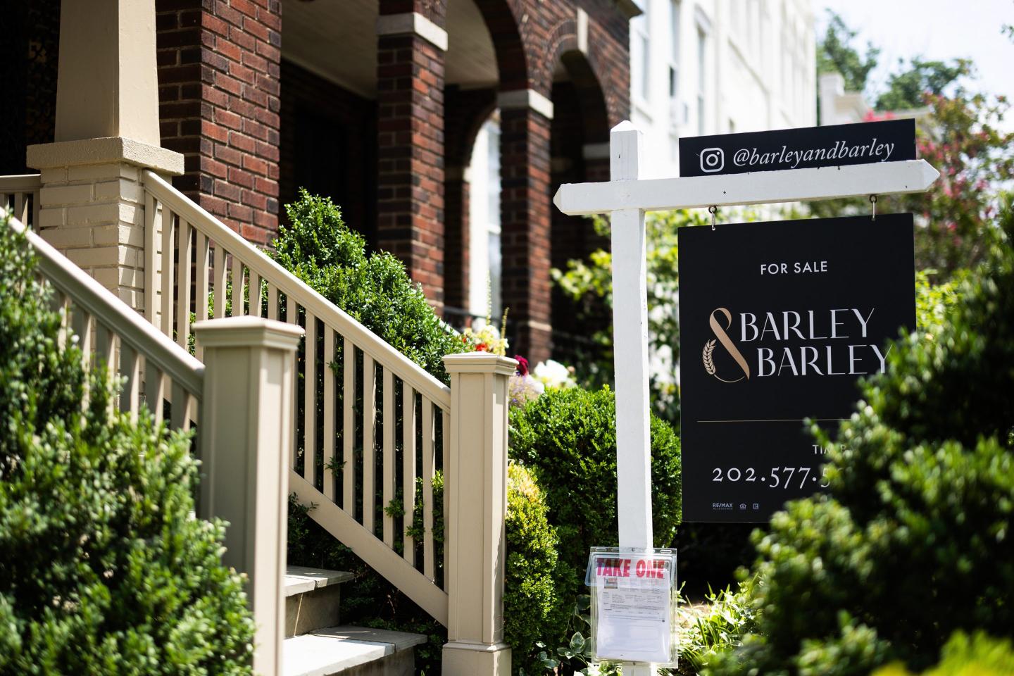 A house up for sale in the Capitol Hill neighborhood of Washington, D.C.