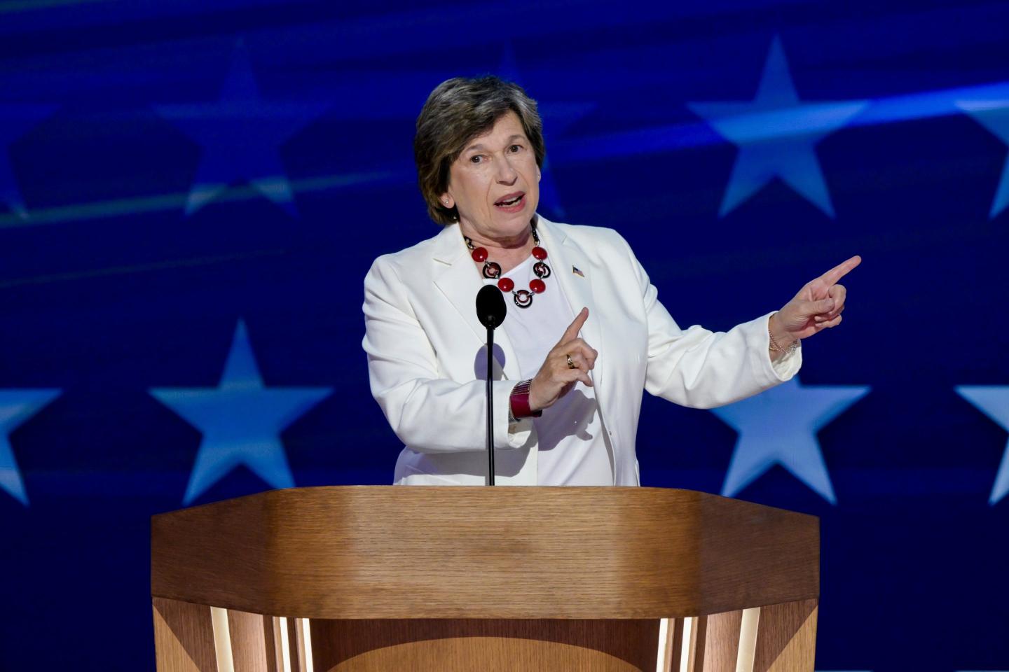 President of the American Federation of Teachers Randi Weingarten speaks at the 2024 Democratic Convention