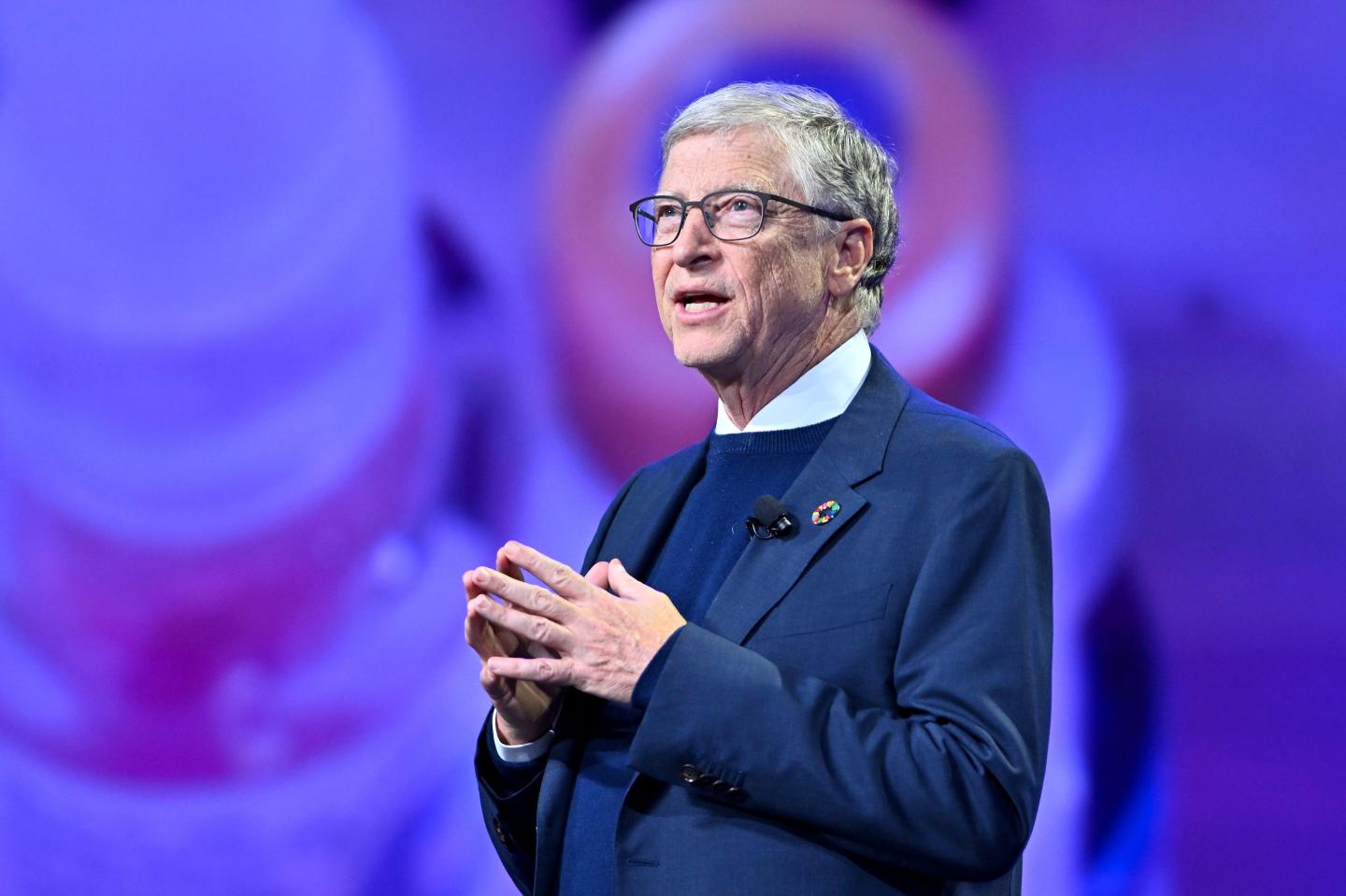 Bill Gates speaks on stage during the annual Goalkeepers NYC event in 2024