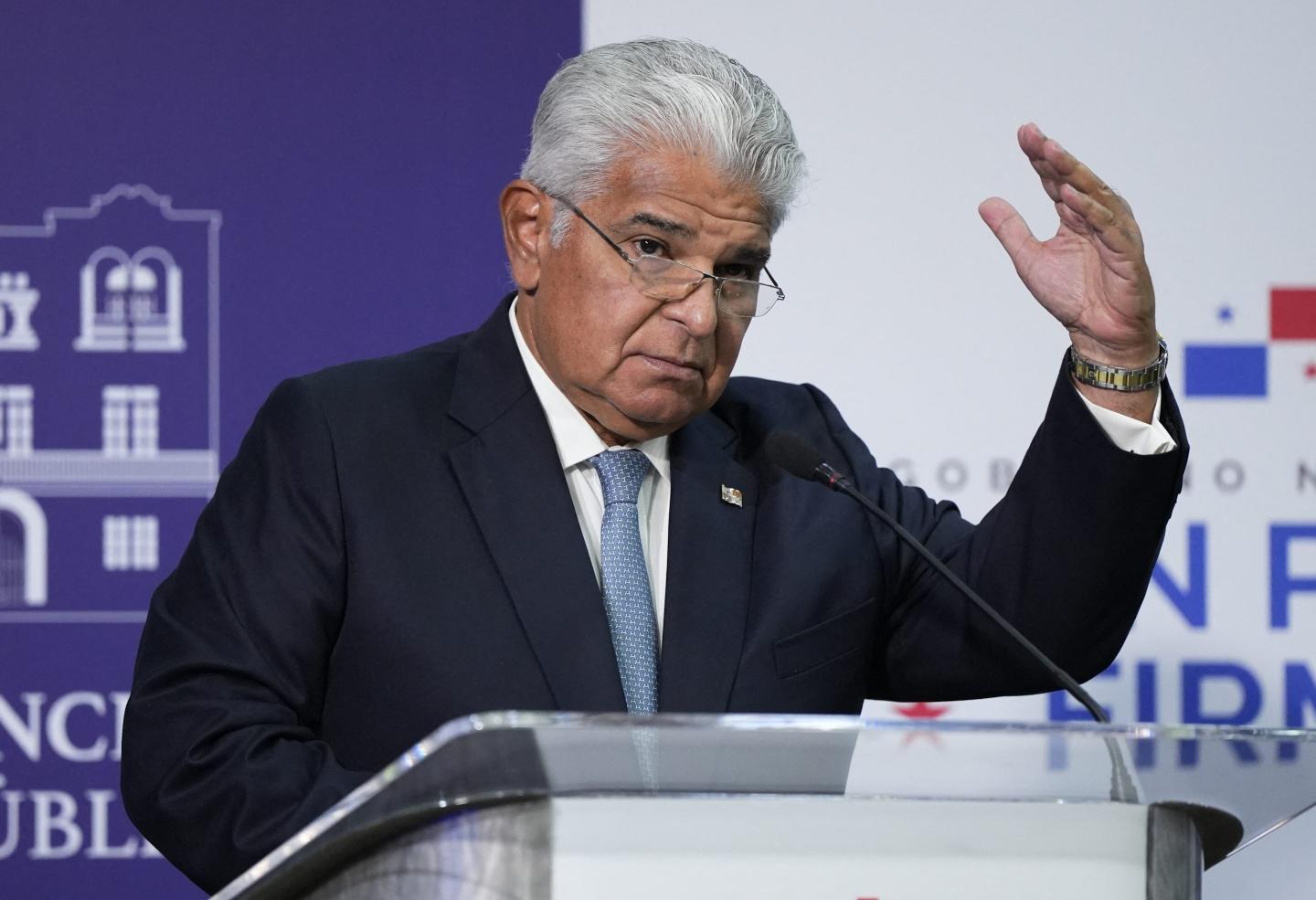 Panama's President Jose Raul Mulino speaks