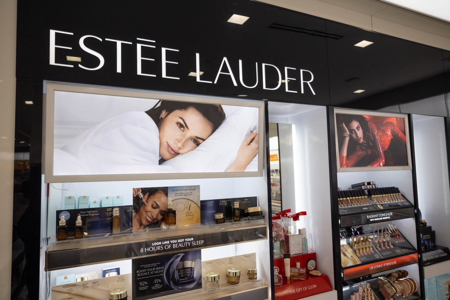 Estee Lauder products at a store in New York