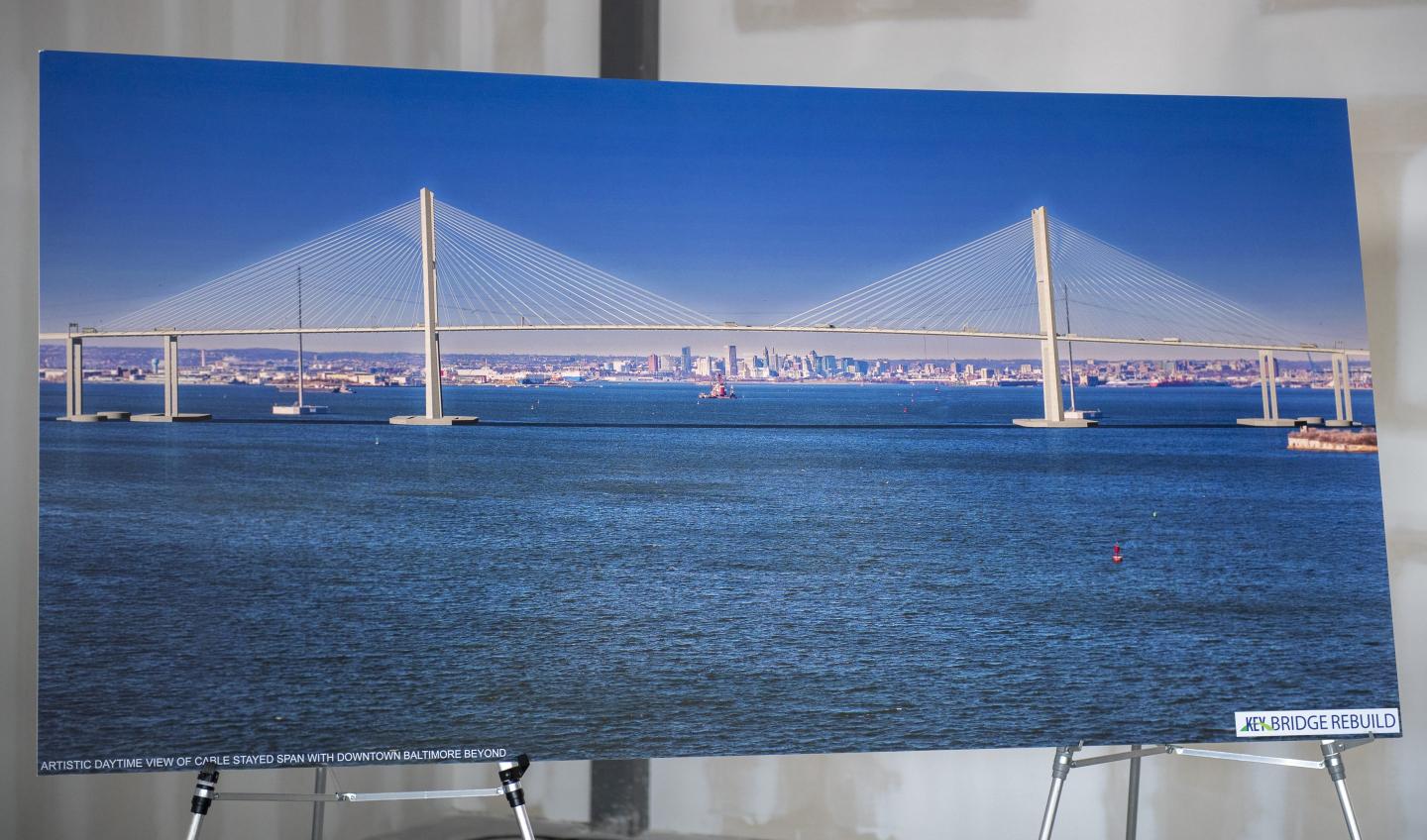 An artists rendering of the new design concept for the Francis Scott Key Bridge rebuild