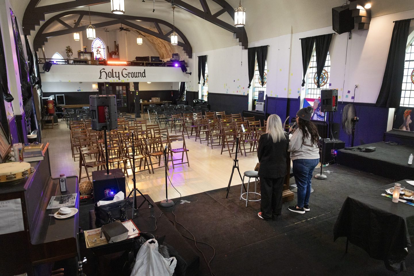 Two women pastors lead an empty church service because people are too afraid to show up in case immigration officers come to arrest people