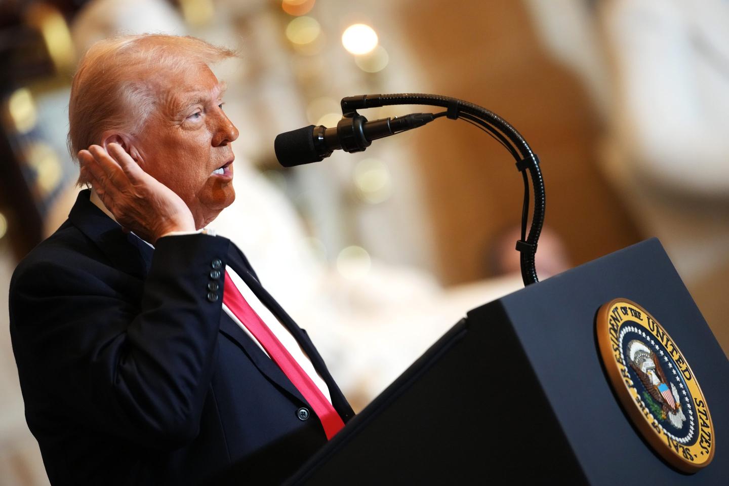 President Donald Trump speaks at the National Prayer Breakfast