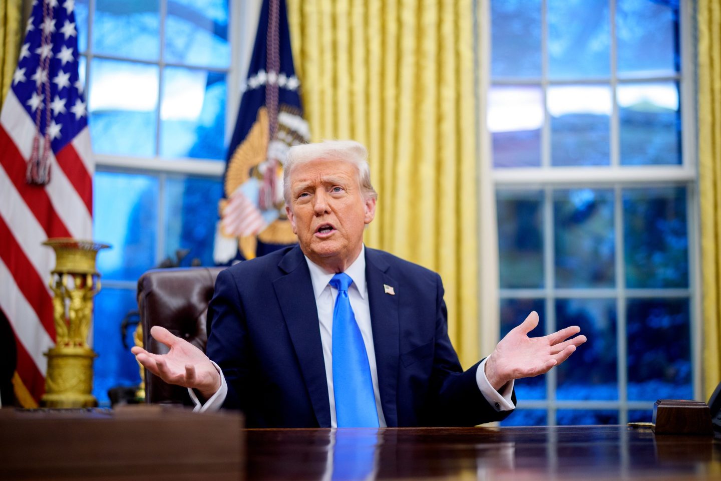 President Donald Trump in the Oval Office on Feb. 11.